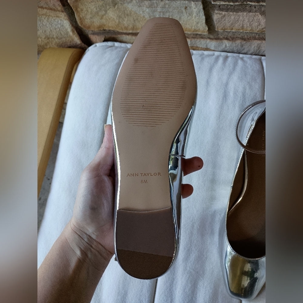 Ann Taylor Metallic Ankle Strap Flats_8 - Picture 3 of 7
